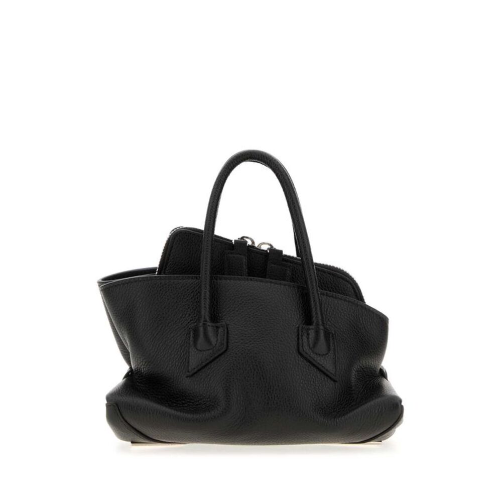 The Attico Women Black Leather Mini La Passeggiata Handbag